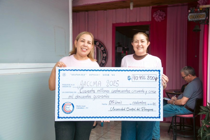 UCP de Pedro Juan doa mais de 30 mil reais a  Associação de Combate ao Câncer de Pedro Juan